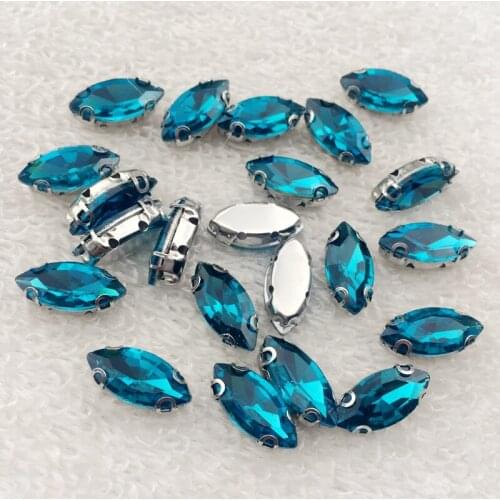 60pcs 7*15mm Horse Eye Shape CrystaL Glass Sewing Rhinestones DIY Womens Shose and Wedding Dresses -B915