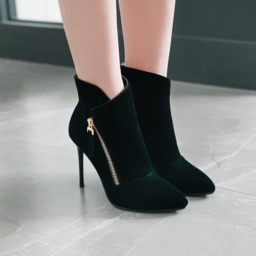 Thin heel short boots womens new pointy short boots in autumn and winter 2019 high heel bare boots and red boots wedding shoes