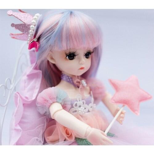 1/6 Mini BJD Doll Girl + Makeup + Eyes + Wig + Clothes + Shoes Full Set Baby Doll Toys Silicone Fashion Doll CN(Origin)