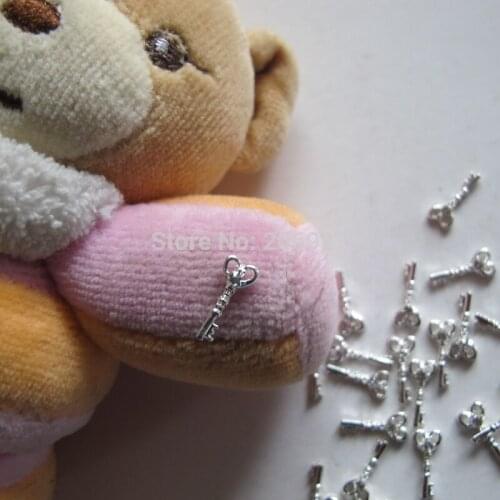 MD-377 10pcs Fancy Crystal Rhinestone Silver Key Deco Metal Charms Metal Deco Charms Nail Art