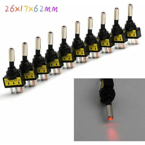10 pcs/pack 1 pack Automobile automatic LED light rocker toggle switch, vehicle sales 12V 20A 3P 26x17x62mm