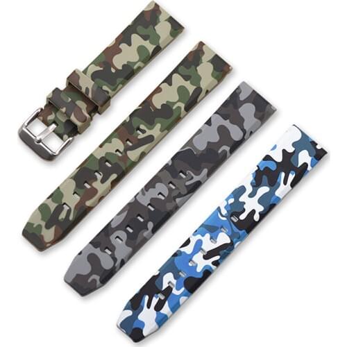 20/22/24mm Silicone Watch Strap Universal Waterproof Camouflage Printing Watchbands Fashion Sport Adjustable Replacement Strap