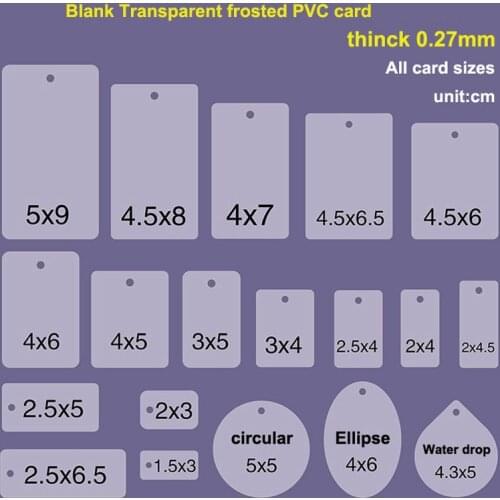 200pcs Blank Transparent frosted PVC card waterproof hangtag spot clothing hangtag customized design blank plastic price tag