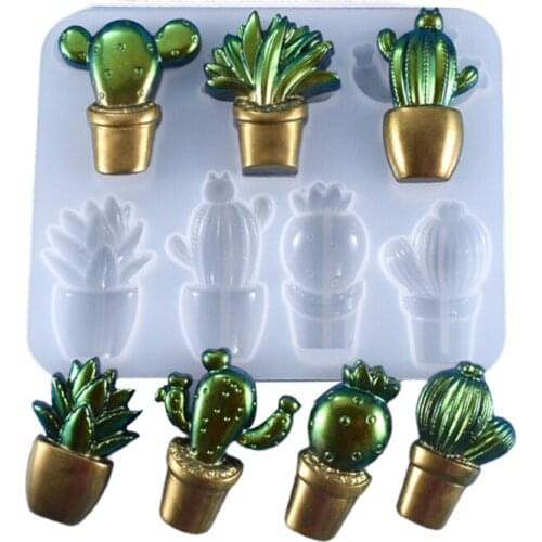 3D Cactus Keychains Crystal Epoxy Resin Mold Pendant Decorations Silicone Mould