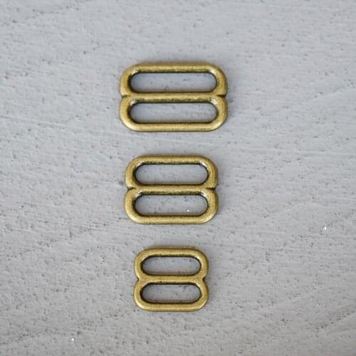 50 Pcs 15/20/25mm Bronze Metal Adjust Buckle Tri Slide Buckle Middle Center Bar Adjuster for Leather Craft Bag Strap Webbing