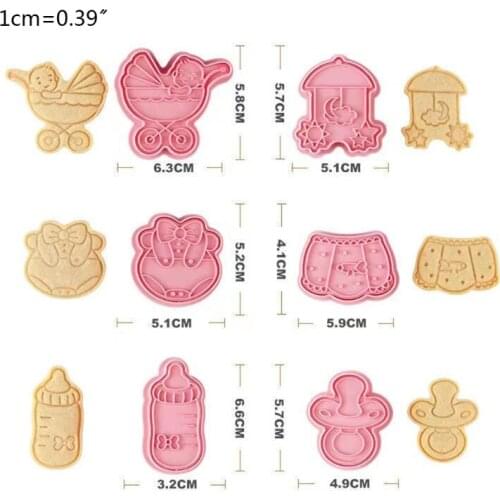 94PF Baby Shower Plastic Cookies Cutter Cake Stamper Cake Decorating Fondant Embossing Biscuit Polymer Clay Making Tools Mold