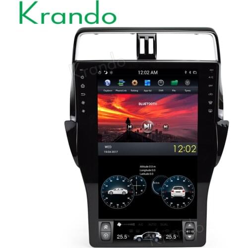 Krando Android 9.0 4G 32G ROM 16" Tesla style car audio radio gps navigation for Toyota Prado 2018 2019 2020 multimedia CARPLAY