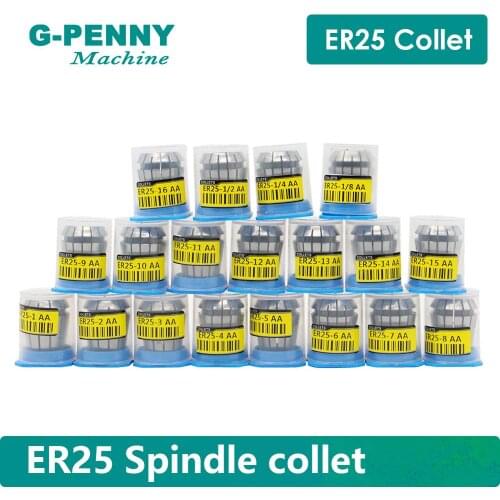 ER25 spindle motor collet chuck 19 pcs collets size from 1 mm to 16mm full set for CNC milling lathe tool spindle motor collet