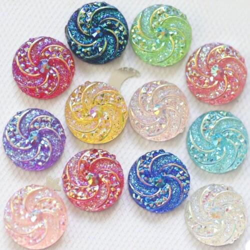 Demi Rowe 80pcs 12mm AB Resin Round whirlwind Flatback Rhinestone Wedding decoration Z114