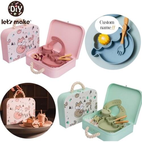 Lets Make Dropshipping Silicone Bib Waterproof Fork Spoon Wooden Teether Ring Learn To Drink Cup Pacifier Nipple Plate Gift Box