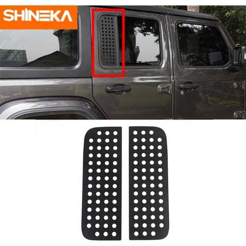 SHINEKA Car Exterior Accessories Rear Car Door Triangle Glass Panel Trim Cover Decorative Stickers for Jeep Wrangler JL 2018