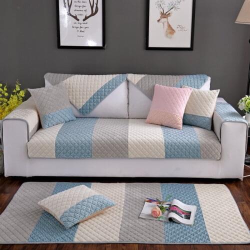 Short Plush Quilted Sofa Towel Super Soft Smooth Hand Feeling Flannel Sofa Cover Bay Window Mat Floor Mat Sectional Sofa Cover