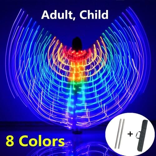 Dance Wings Belly Dance LED Wings Rainbow Color Light Flash Luminous Costumes Party Show Isis Wings Dancewear Child Kids Adults