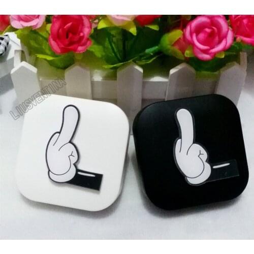 LIUSVENTINA DIY Acrylic Cute Cartoon Middle Finger Contact Lens Case With Mirror Box Container for Contact Lens Gift for Lover