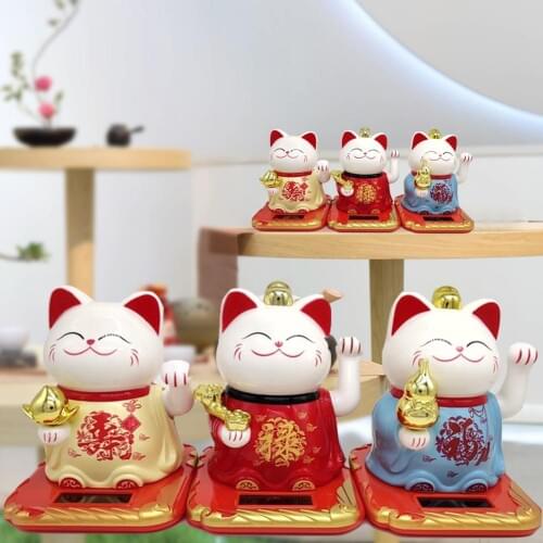 Cute Welcoming Fortune Symbol Figurine Paw-waving Fortune Cats Japanese Statue Car Decoration