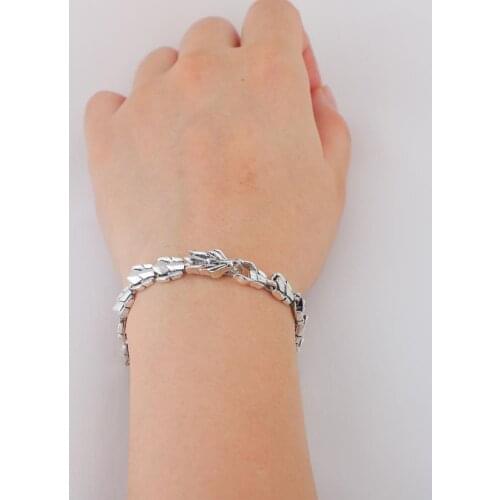 Fashion Heavy Duty Biker Link of Dragon Scale Bangle For Men 22CM Vintage Punk Rock Silver Bracelet Jewelry