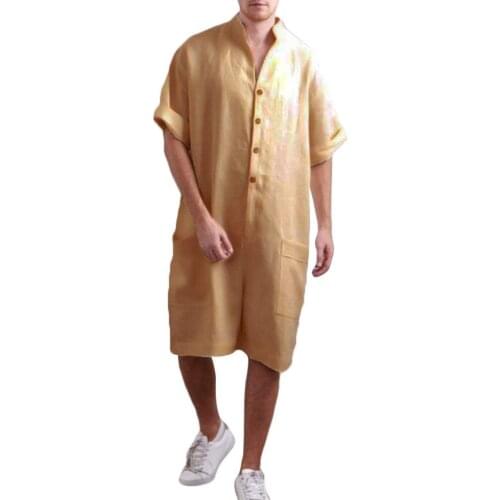 Men Short Sleeve Stand Collar Single-Breasted Hip-hop Short Trousers Jumpsuit Mens pajamas set 2021