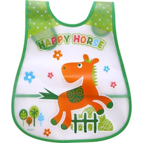 New Baby Bib Adjustable Animal Picture Waterproof Saliva Dripping Bibs Cartoon Sleeveless Feeding Apron Bib Smock