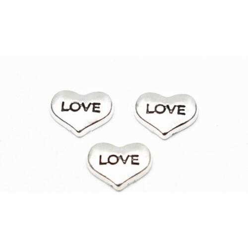 Wholesale 10pcs/lot LOVE Heart Floating charms Alloy Charms Living glass Memory Lockets DIY Jewelry