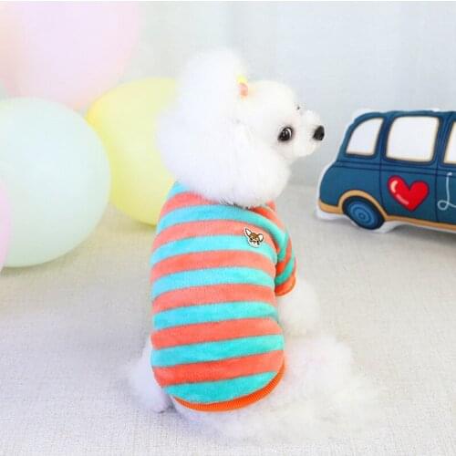 Wholesale New Autumn Winter Dog Clothes For Small Dogs Boy Girl Teddy Fleece Warm Stripe Coat Costume Puppy Outfit Pet Clothing