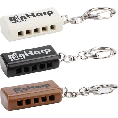 C Key 5 holes 10 Tones Phosphor Bronze Reed Mini Portable Pocket Harmonica with Keyring