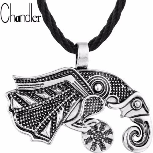Chandler Valknut viking Retro Raven Of Odin 's Symbol Viking Warriors Pendant Necklace For Mens Antique Memory Gifts