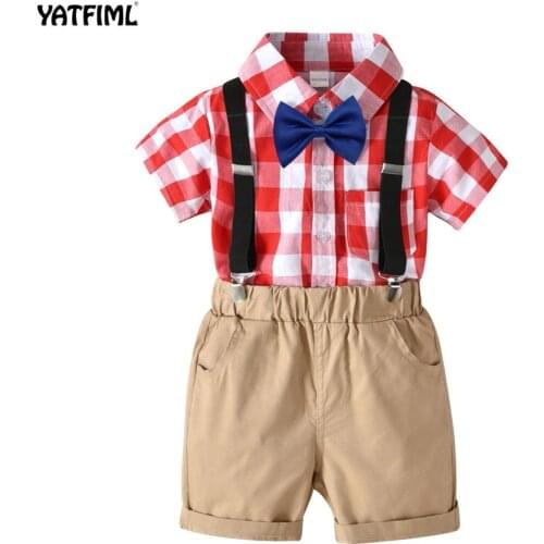 YATFIML Kids Boys Formal Suits Blazers Sets Clear Gentleman Kids Baby Boys Suit Tops Shirt Lattice Set Clothing