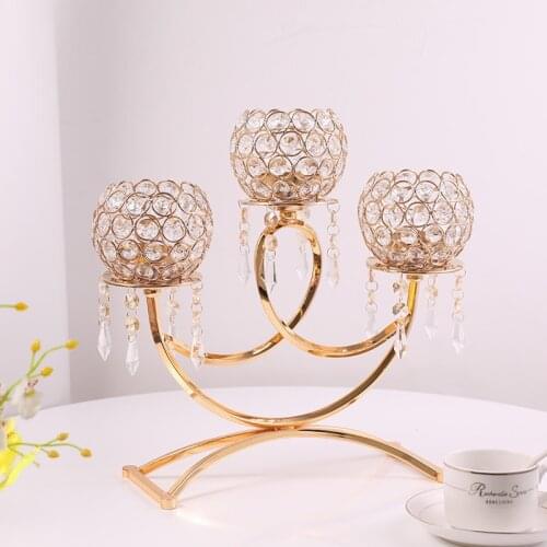 3 head crystal candlestick home decor birthday party road lead candle holder Christmas wax scented candle holder