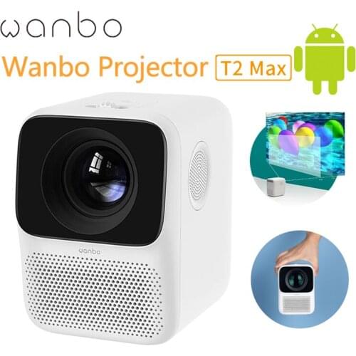 Global Version Wanbo Projector T2 MAX Android 1080P LED 16GB Side Projection Portable Mini HDR10 WIFI Beamer Home Theater