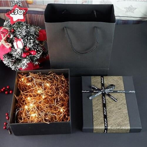 Simple High-end Valentines Day Party Black Gold Ribbon Bow Gold Silver Wire Decoration Perfume Lipstick Enlarged Gift Box B173D