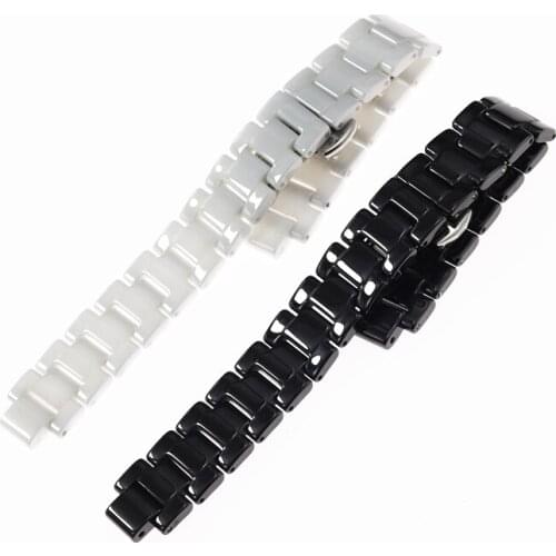 Suitable for DKN Y Donna ladies white ceramic watch strap bracelet convex interface 8mm wide 14mm band Wristband belt