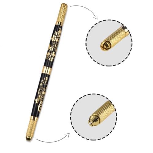Two Used Microblading Pen Eyebrow Manual Tattoo Pen Permanent Makeup Needle Handmade Handle Tool 3D Cosmetic Tattoo