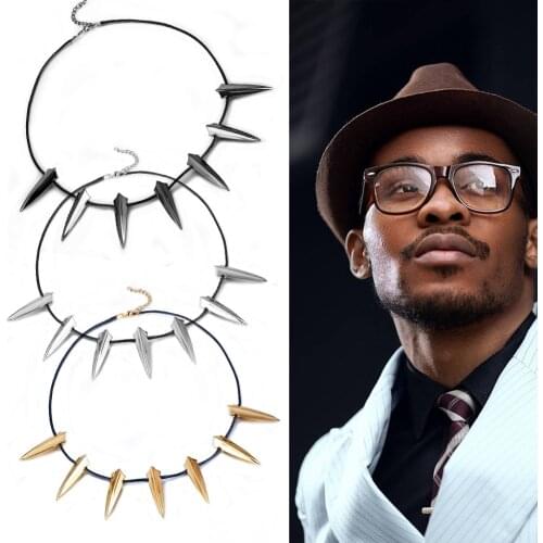 Chic Alloy Necklace for Black Panther Cosplay Pendant Wolves Fangs Shape Necklace for Halloween Party LXH