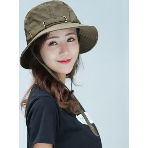 UPF50+ Summer Sun Hat For Women Men Wide Brim Hiking Fishing Hat Female Outdoor Bucket Hats Casual Traveling Panama Beach Caps