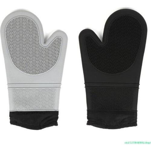 BBQ Kitchen Silicone Oven Mitts Waterproof Non-Slip Potholder for Barbecue Grill
