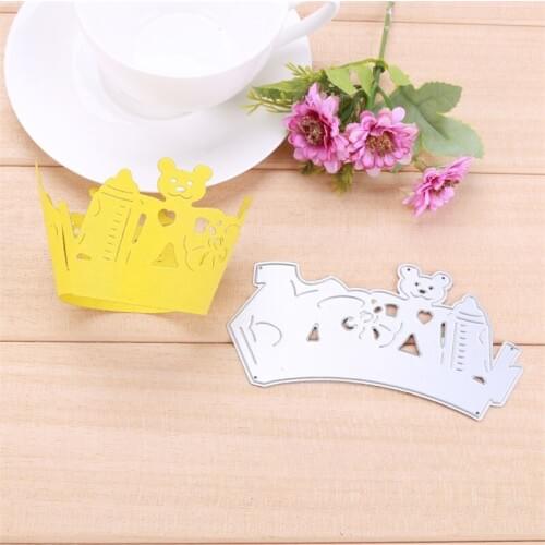 Connectable Hollow Cute Baby Bear Bottle T-shirt Decoration Metal Cutting Dies For DIY Scrapbooking Paper Cards Crafts New 2019