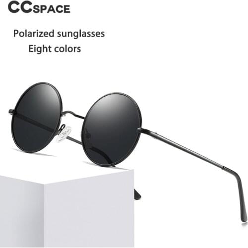 46922 Retro Round Polarized Sunglasses, Colorful Punk Style Fashion Mens and Womens Shade Uv400 Cool Black Sunglasses
