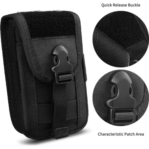 Tactical Molle Pouch Compact EDC Utility Gadget Waist Bag Pack with Cell Phone Holster and Card Slots for 4"-5.7" Phone
