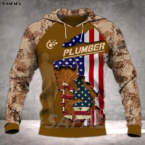 PLUMBER Worker Jobs 3D Printed Hoodie Man Female Zipper Pullover Sweatshirt Hooded Jersey Streetwear Tracksuits