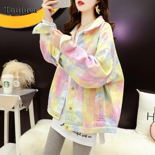 Streetwear Denim Jacket Women Fashion Korean Style Printed Chic Harajuku Casual Womens Stylish Jeans Coat Outwears Tops Female