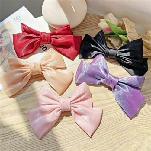 New Fashion Pearlescent Satin Big Bow Hairpin For Women Girls Mermaid Hair Clips Korean JK Spring Hairbands Hair Accessories