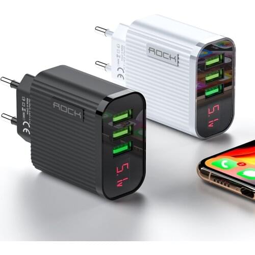 Digital Display Phone Charger 3 Port USB Smart 3A Max Fast Charger Travel Wall Charger Adapter For iPhone Samsung Xiaomi Huawei