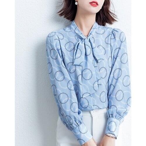 Womens Tops Blouses Office Oversized Shirt Ladies Tops Chiffon Blouse Blue Shirt Blusas Mujer De Moda