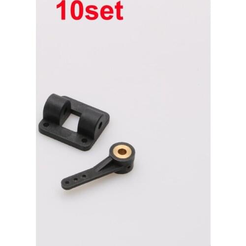 10set RC Model Fixed-wing Drone Landing Gear Steering Base Seat Front Wheel Bracket Rocker Arm Turning Left Right Mount 3 Hole
