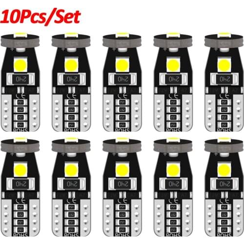 10Pcs/Set T10 Led Light W5W Led Bulbs 6000K Signal Lamp Reading Interior Lamp License Plate Light Canbus Car Interior Lights