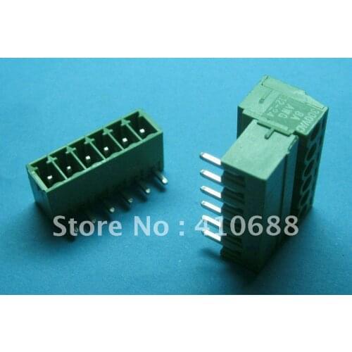 200 Pcs Pitch 3.81mm Angle 6way/pin Screw Terminal Block Connector Green Color T Pluggable Type