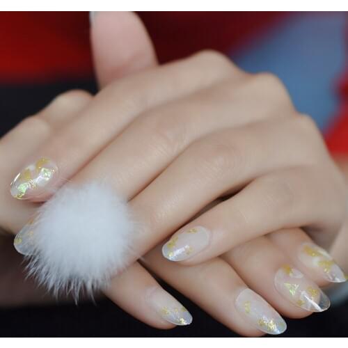 3D White Hair Ball Clear False Nails Tips Full Cover Jade Color Press on Fake Nail Art Pre Back Glue Manicure Beauty Tools