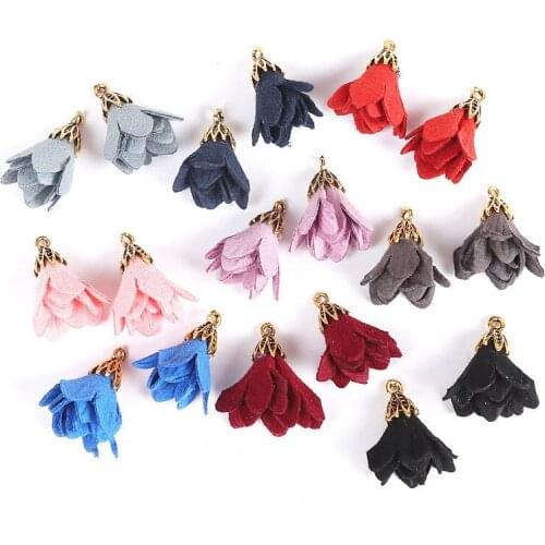 50pcs /lot 25mm Suede Tassel Flower Charm Pendants For Necklace Bracelet Making Earring Accessories Tassels For Jewelry Diy