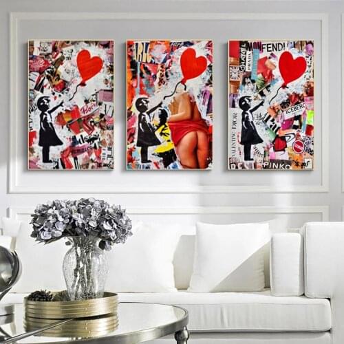 Abstract Home Wall Cuadros Girl Balloon Street Banksy Graffiti Art Canvas Prints Art Painting Wall Art Posters Wall Pictures