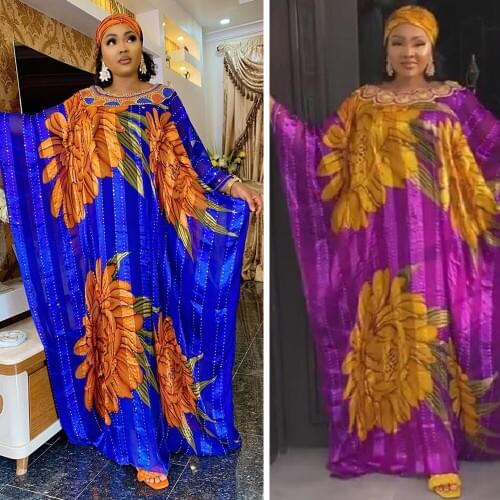 Length 150Cm Africa Dress for Women Dashiki Traditional Boubou African Clothes Abaya Muslim Dresses Dubai Kaftan Moroccan Gown